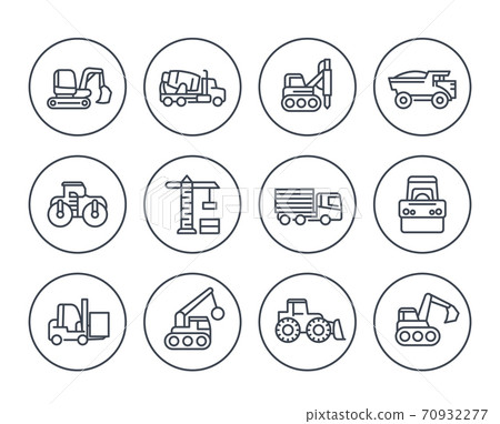 construction vehicles icons on white 70932277