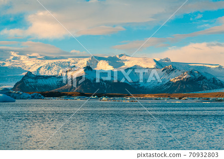 Incredible natural landscape largest glacier on the island in Iceland in winter 70932803