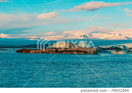 Incredible natural landscape largest glacier on the island in Iceland in winter 70932804
