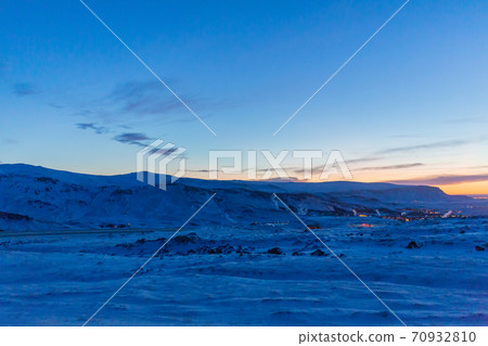Pre-dawn mountain landscape in Iceland. Unusual light. Pre-dawn mountain landscape in Iceland. Unusual light. 70932810