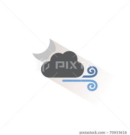 Wind, moon and cloud. Isolated color icon. Weather vector illustration 70933616