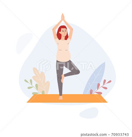 Young pregnant woman doing pregnancy yoga, flat... - Stock Illustration  [70933743] - PIXTA
