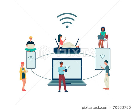 Technology of remote connection devices to internet a vector isolated illustration Technology of remote connection devices to internet a vector isolated illustration 70933790