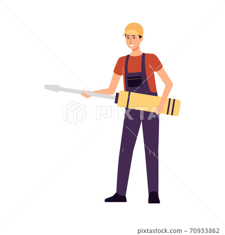 Car repairer or mechanic with screwdriver flat vector illustration isolated. Car repairer or mechanic with screwdriver flat vector illustration isolated. 70933862