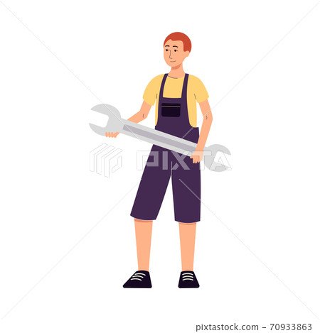 Car repairman or auto mechanic flat flat vector illustration isolated. Car repairman or auto mechanic flat flat vector illustration isolated. 70933863