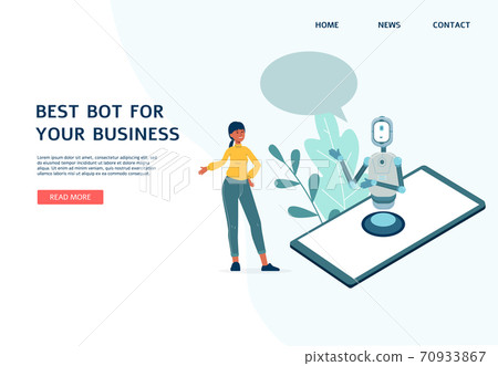 Chatbot site for company offering virtual assistance, flat vector illustration. Chatbot site for company offering virtual assistance, flat vector illustration. 70933867