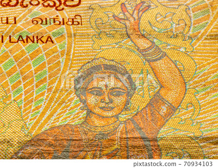 100 Sri Lankan rupee bank note closeup 100 Sri Lankan rupee bank note closeup 70934103