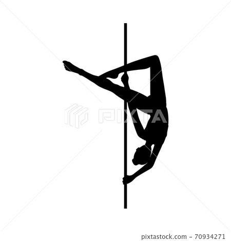 Black silhouette of woman dancing with pole vector illustration isolated. Black silhouette of woman dancing with pole vector illustration isolated. 70934271