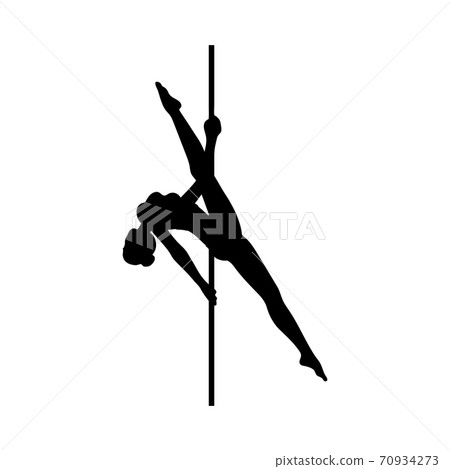 Silhouette of a beautiful flexible girl dancing on a pole a vector illustration 70934273