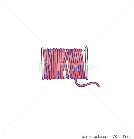 Spool of purple sewing thread a flat cartoon isolated vector illustration 70934552