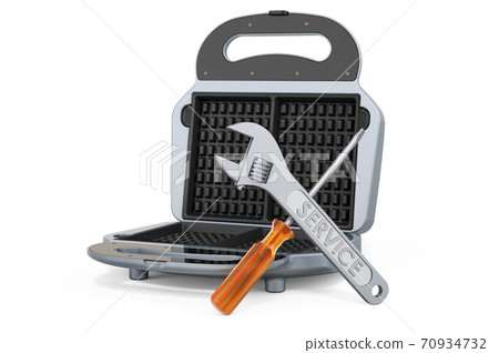 Repair and service of waffle iron, 3D rendering Repair and service of waffle iron, 3D rendering 70934732