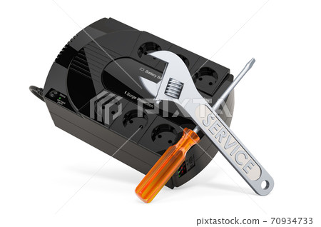 Repair and service of uninterruptible power supply, 3D rendering 70934733