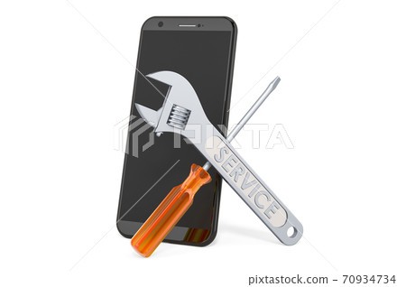Repair and service of smartphone phone, 3D rendering 70934734