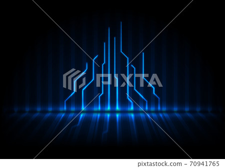 Glowing blue neon circuit board lines background - Stock Illustration ...