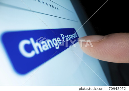 Macro shot of clicking changing password button 70942952