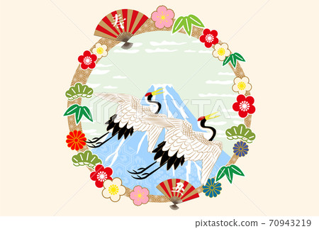 2021年新年賀卡-富士山和日式擔子鶴 2021年新年賀卡-富士山和日式擔子鶴 70943219