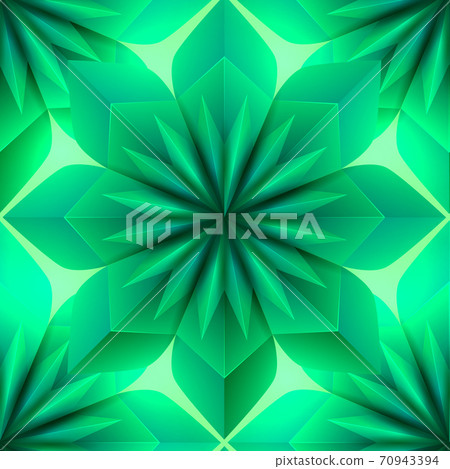 Green seamless paper origami leaves texture. Vector pattern 70943394