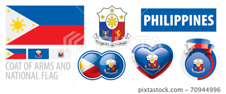 Vector set of the coat of arms and national flag of Philippines Vector set of the coat of arms and national flag of Philippines 70944996