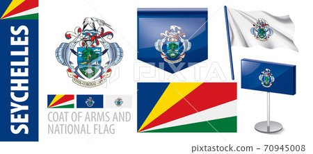 Vector set of the coat of arms and national flag of Seychelles 70945008