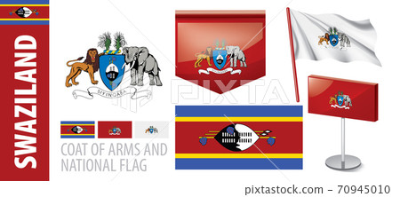 Vector set of the coat of arms and national flag of Swaziland Vector set of the coat of arms and national flag of Swaziland 70945010