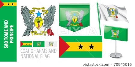 Vector set of the coat of arms and national flag of Sao Tome and Principe Vector set of the coat of arms and national flag of Sao Tome and Principe 70945016