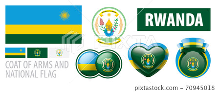 Vector set of the coat of arms and national flag of Rwanda Vector set of the coat of arms and national flag of Rwanda 70945018