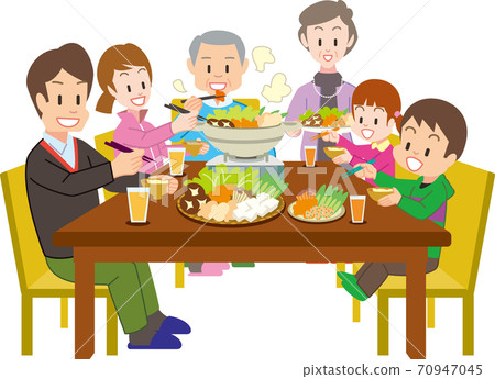 3 generation family surrounding the pot 3 generation family surrounding the pot 70947045