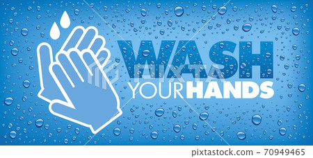 wash your hands-blue background with many water drops wash your hands-blue background with many water drops 70949465
