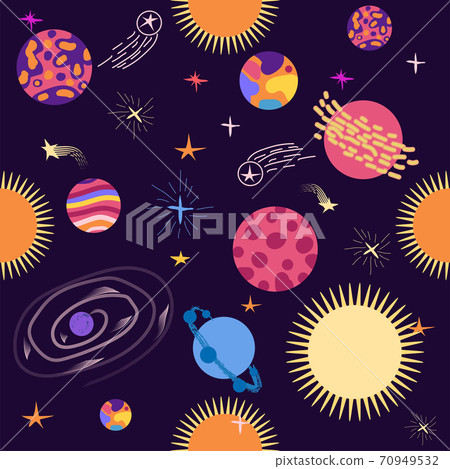 Seamless outer space ufo rocket science kids background pattern Seamless outer space ufo rocket science kids background pattern 70949532