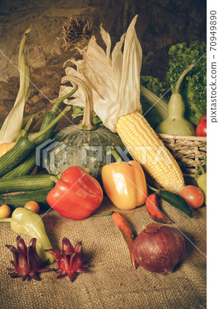 still life Vegetables, Herbs and Fruit. still life Vegetables, Herbs and Fruit. 70949890