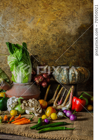 still life  Vegetables, Herbs and Fruits 70950021