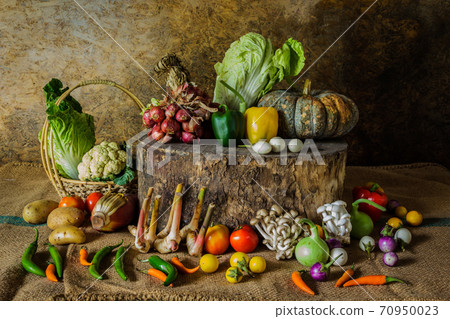 still life  Vegetables, Herbs and Fruits 70950023
