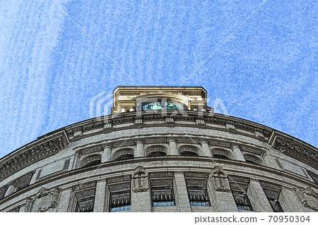"Building" colored pencil drawing style looking up from the Ginza 4-chome intersection "Building" colored pencil drawing style looking up from the Ginza 4-chome intersection 70950304