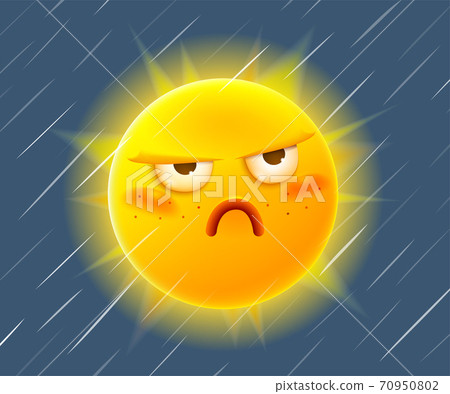 Dissatisfied cartoon Sun. Bad weather Dissatisfied cartoon Sun. Bad weather 70950802