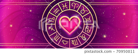 Zodiac symbols wheel on magic colors 70950811