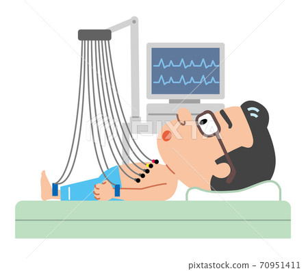 Health check ECG illustration of middle-aged man 70951411