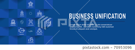 Companies merging together, one buying out the other - icon set Companies merging together, one buying out the other - icon set 70953096