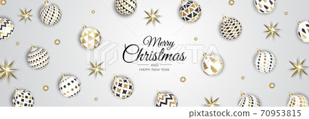 Merry Christmas and Happy New Year. Xmas background with star and balls design. Merry Christmas and Happy New Year. Xmas background with star and balls design. 70953815