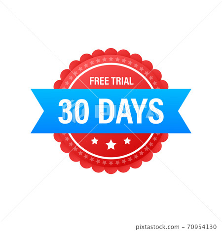 30 days free trial label, badge, sticker. Software promotions for free downloads. It can be used for application. Vector illustration. 30 days free trial label, badge, sticker. Software promotions for free downloads. It can be used for application. Vector illustration. 70954130