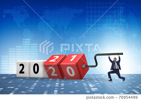 Concept of changing year from 2020 to 2021 Concept of changing year from 2020 to 2021 70954499