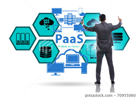 Platform as a service concept with businessman Platform as a service concept with businessman 70955060