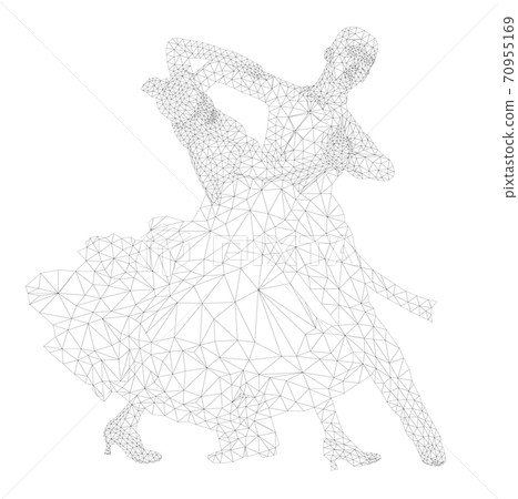 dancing couple athlete in polygon wireframe 70955169