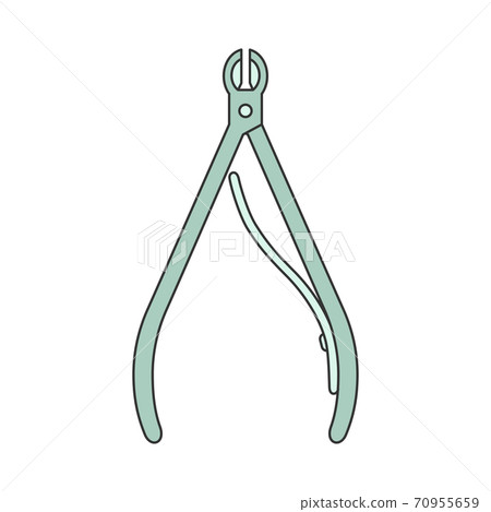 Manicure steel cuticle nipper icon. Pedicure knife trimming tool. Nail cutter. Ingrown plier remover. Manicure steel cuticle nipper icon. Pedicure knife trimming tool. Nail cutter. Ingrown plier remover. 70955659