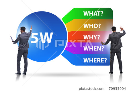 Five whys concept with businessman pressing virtual button 70955904