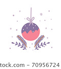 Christmas purple ball card isolated background 70956724