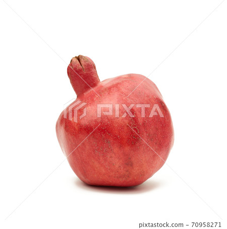 round red ripe pomegranate fruit in peel isolated on a white background round red ripe pomegranate fruit in peel isolated on a white background 70958271