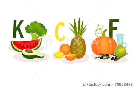 Food Vitamin Group as Healthy Nutrition Vector Composition Set 70958488