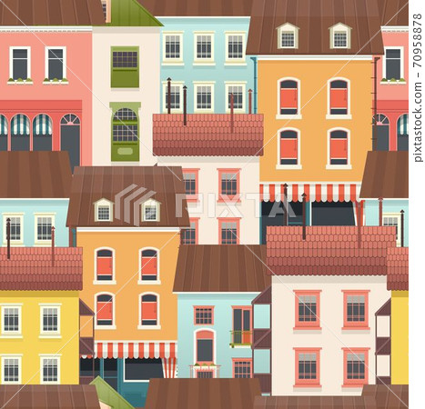 seamless pattern small houses two floors seamless pattern small houses two floors 70958878