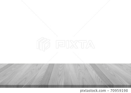 Wood floor or wooden table top isolated on white wall room background in light grey 70959198