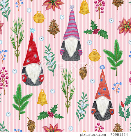 Christmas seamless pattern with gnomes and... - Stock Illustration ...